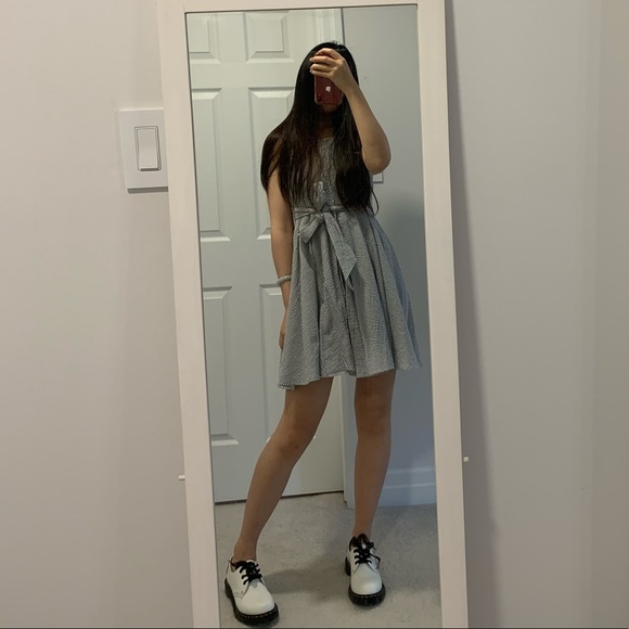 Cotton striped short dress - Picture 1 of 8